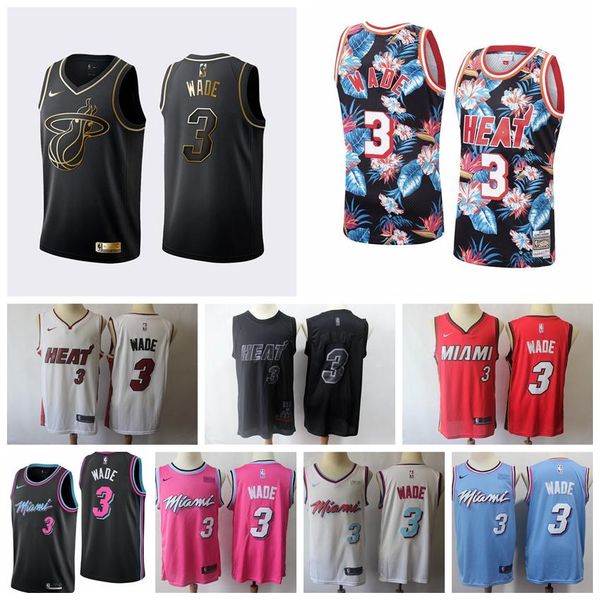 

2020 mens dwyane wade floral black swingman jersey stitched embroidery wade glory mvp jersey miami heat new city