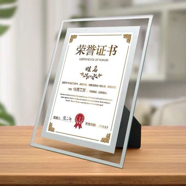 

подарочная прозрачная стеклянная фоторамка a4 с простым дизайном рабочего стола бескаркасный дисплей открытки для украшения стола семейного