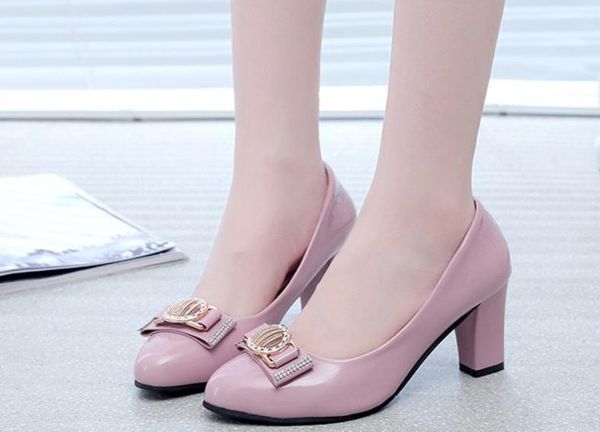 

women's shoes in spring and autumn high coarse heel round head bowknot @80, Black