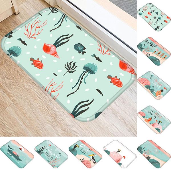 

45# fresh starfish mermaid hallway door mat washable entrance rug anti-slip bathroom carpet home decor floor mat