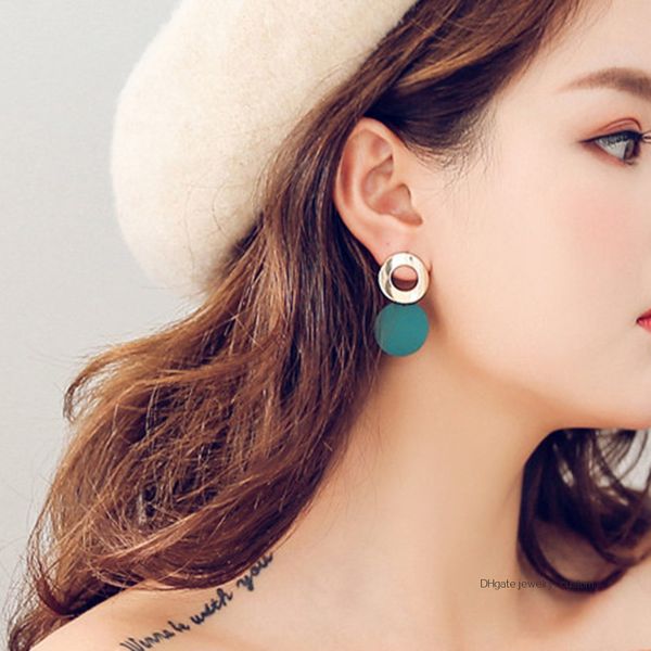 

New Arrival Korean Style Geometric Earrings Black/white/blue Round Drop Earrings For Women Korean Style Earrings Wholesale E0471