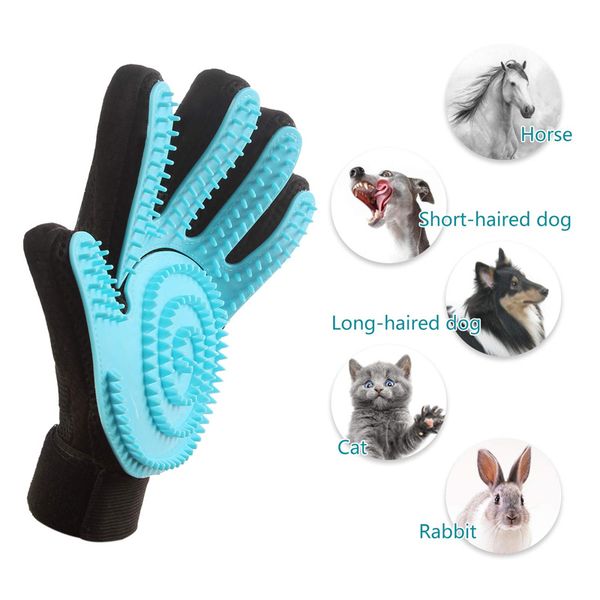 

2pcs pet grooming glove silicone gentle deshedding massage brush tool for dogs cats yu-home