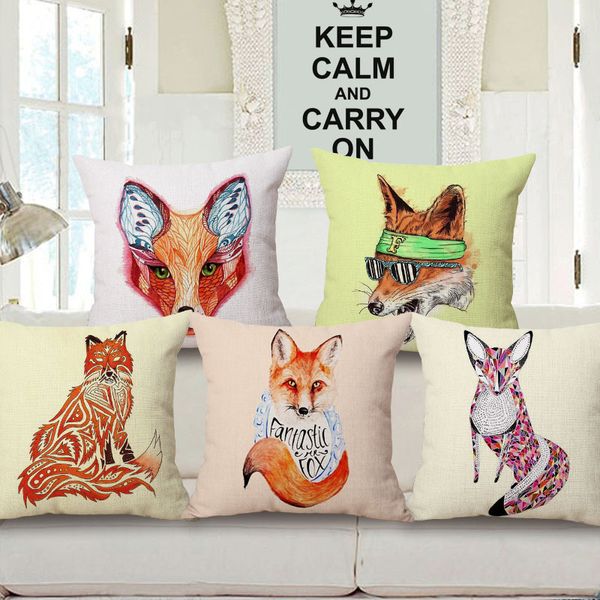 

european heat sell fox hold cotton pillow case sofa cushion come picture customize