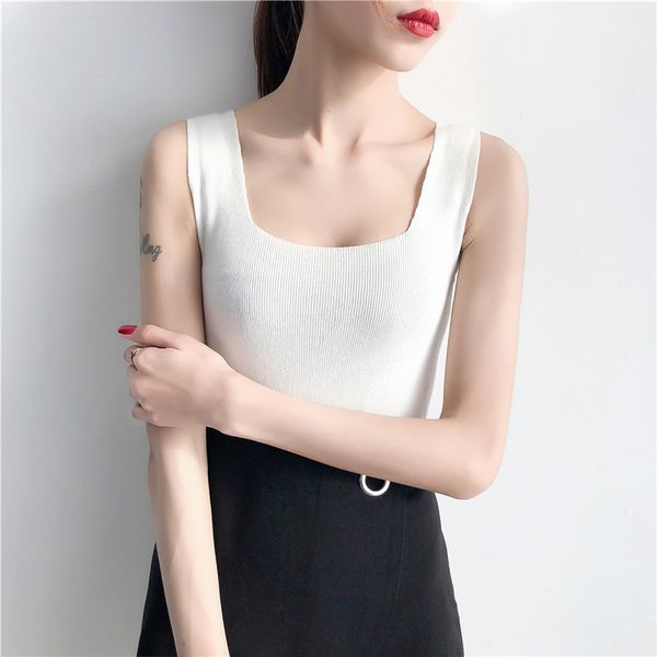 

summer tank casual crop women fashion knitting sleeveless shirt new, White