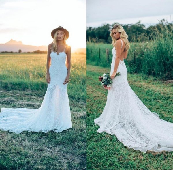

Modest A Line Bohemian Wedding Dresses with Low Back New Arrival Full Lace Beach Garden Bridal Gowns Vestidos De Noiva