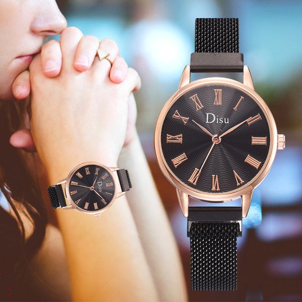 

wj-8619 fashion spindrift dial female watch women roman numerals quartz watches rose gold hour hand wristwatch montres dames, Slivery;brown
