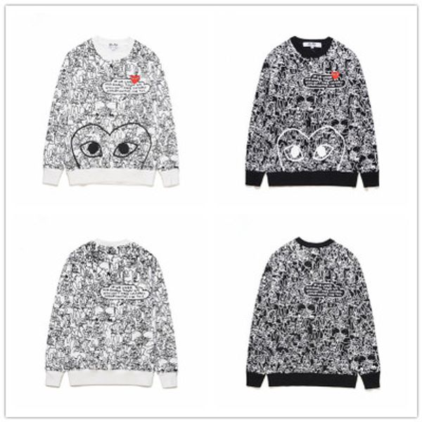 

mens designer jackets cdg play commes japanese peach heart men women des garcons new love sweater off long sleeve hoodies breathable coats, Black;red