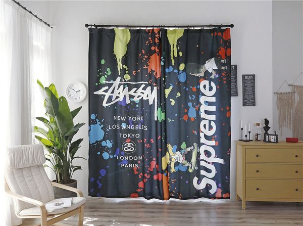 2019 Graffiti Letter Design Curtain Dark Letter Fashion Curtain