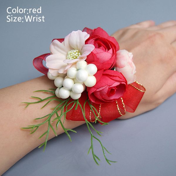 

bride corsage artificial wedding flower lace leaves decoration bridesmaid wrist flower nov99, Black