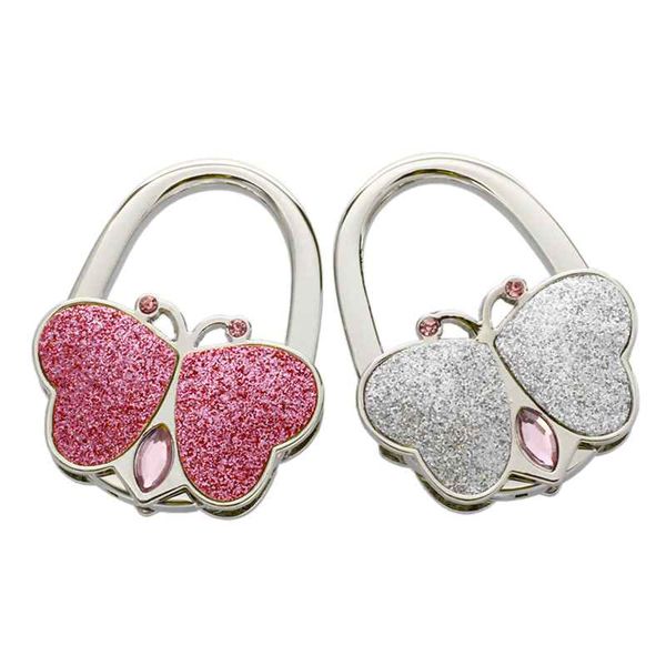 

set folding butterfly handbag purse metal rhinestone hook hanger holder 2.2x1.7