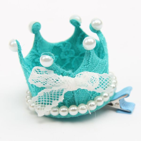 

1pc lace princess crown party hats girls cute sweet birthday headband baby shower decorative cap imitation pearl bow hair pin