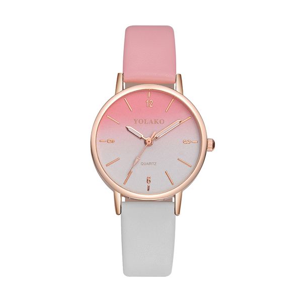 

luxury women watches casual leather belt round quartz wrist watch gradual color scale convex watch for lady gift for love clock, Slivery;brown