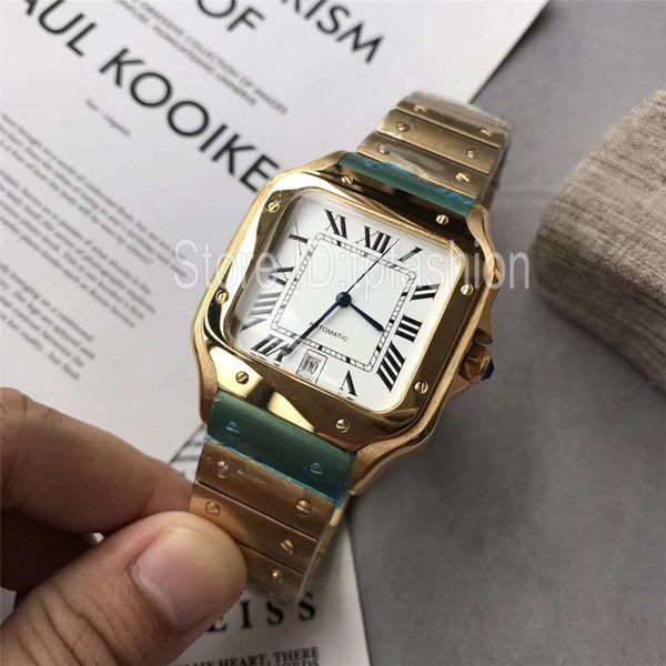 

new stylish quartz watch men gold silver dial classic square design wristwatch mens full stainless steel casual clock 1718, Slivery;brown