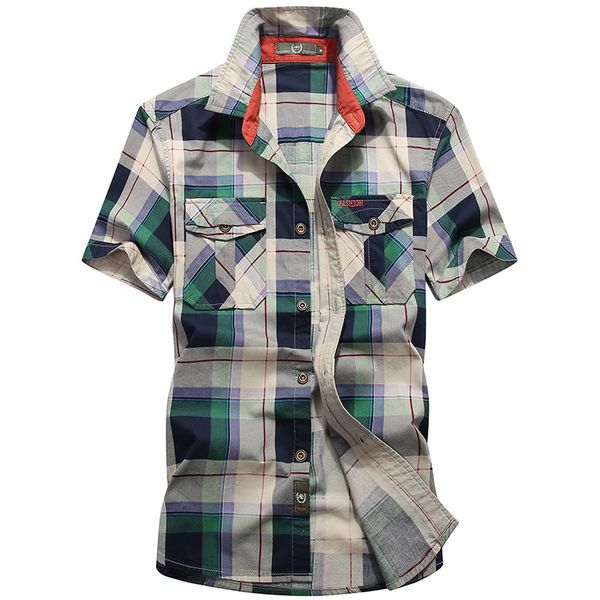 

men's casual shirts high qulity plaid shirt men summer slim fit short sleeve business streetwear 100% cotton camisa masculina, White;black