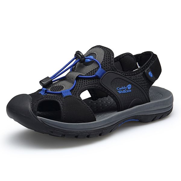 

selling 2019 new style spring summer outdoor sandals men's sandals rubber bottom closed-toe men's, Black