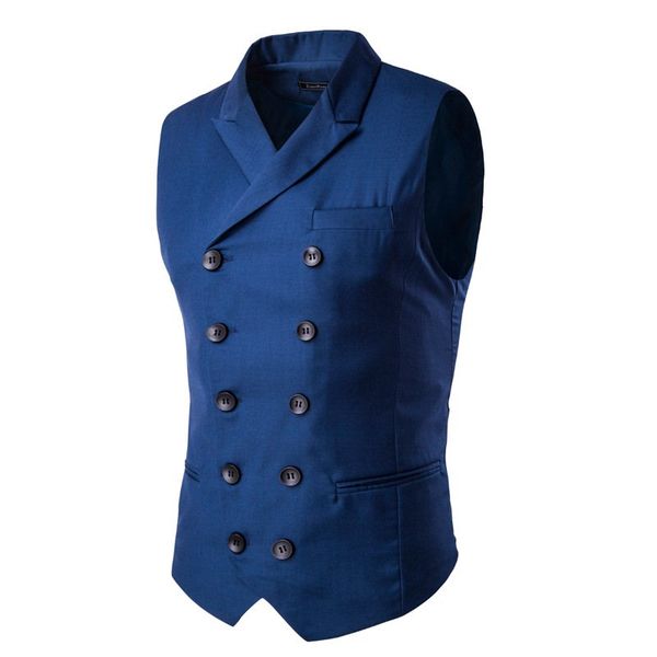 

fashion double-breasted men's solid color casual vest dropship sell discount business cotton clothes plus size 5xl, Black;white