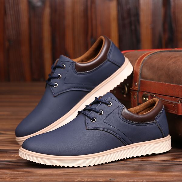 

2019 new leather shoes men's flats oxfords shoes fashion design men causal lace-up leather for men sneaker oxford, Black