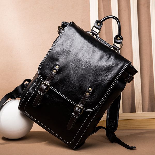 

новый простой моды рюкзак ретро trend мужская площади рюкзак черный schoolbag