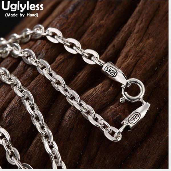 

uglyless s 925 sterling silver men necklaces without pendants 3mm thick chains choker long sweater colliers fine jewelry