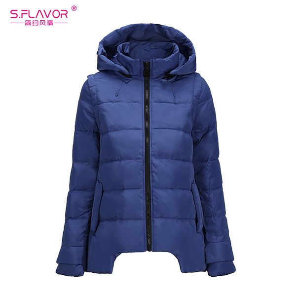 

s.flavor women winter warm coat 2019 new windproof down jackets slim women winter casual hooded parka, Black