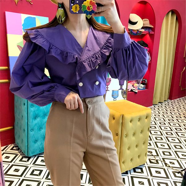 

alien kitty romance vintage girls brief shirts women cute 2020 solid sweet chic streetwear all match blouses, White