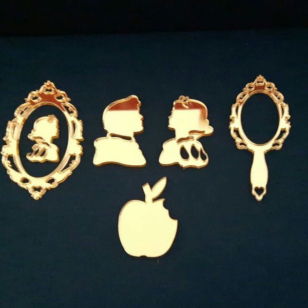 

30pcs/lot personalized gold acrylic snow white mirror set for party