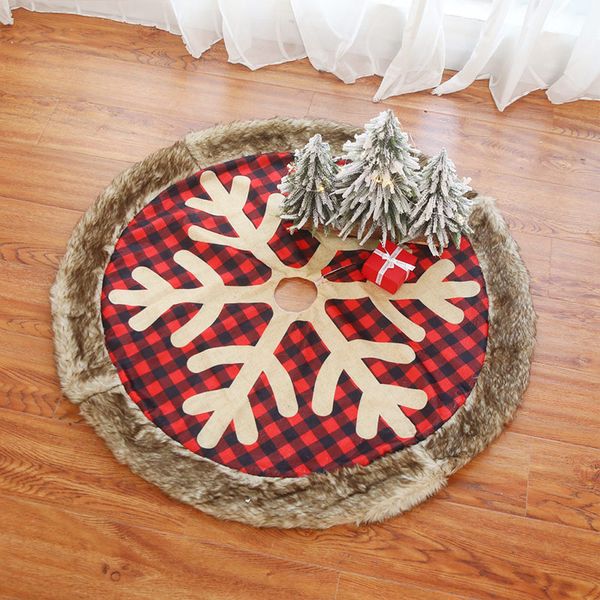 

christmas tree skirt 90cm large plaid snowflake with thick plush edge xmas home decor tapete de pelinho baum pelz h99f