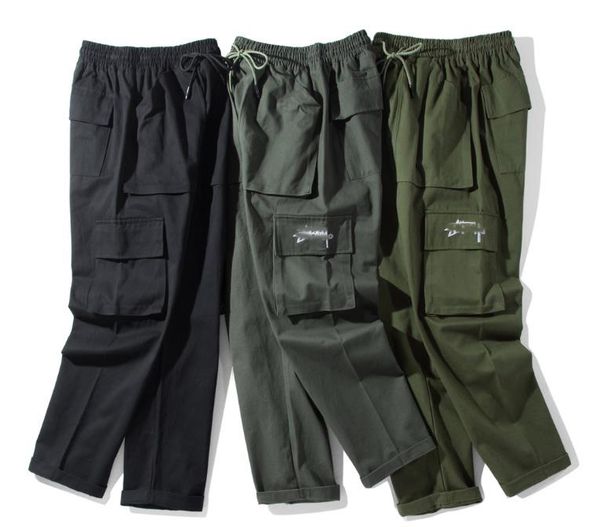 

with mark brand mens designer fashion explosion trend men's pants luxury slim man casual pants, Black