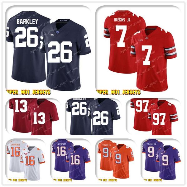 

ncaa 26 saquon barkley 7 dwayne haskins jr ohio state buckeyes college football jersey 16 jared goff 99 aaron donald 32 eric weddle, Black;red