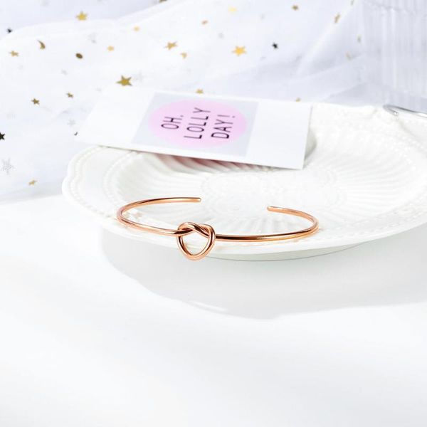 

lover's gift heart knot cuff bangles in stainless steel girl's gift, Black