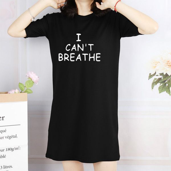 

2020 women dresses i can't breathe summmer fashion women letter printed loose dress street style black lives matter dresses new, Black;gray