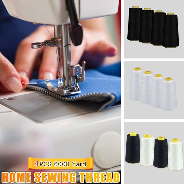 

embroidery sewing thread color polyester thread set strong durable hand sewing craft patch supplies 4pc 6000 yards #n3, Black