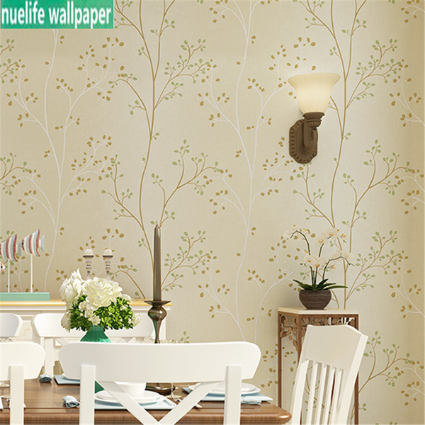 

american country retro style yellow 3d non-woven wallpaper idyllic twig leaves living room shop bedroom tv background wallpaper