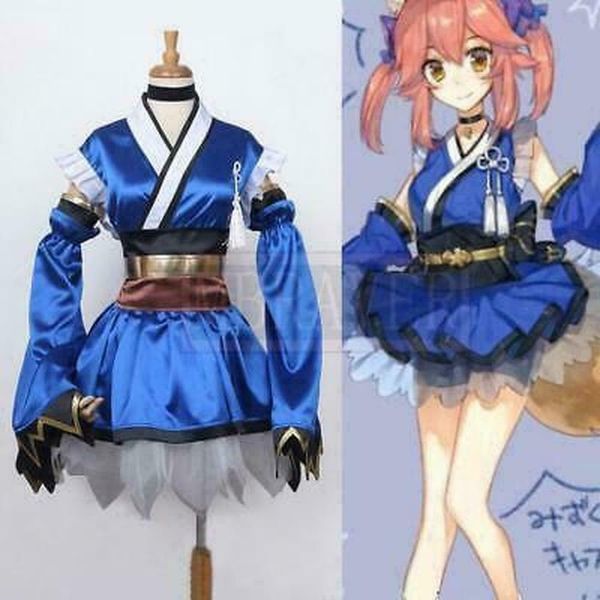 

fate extra tamamo no mae caster cosplay costume kimono uniforms ing, Black;red