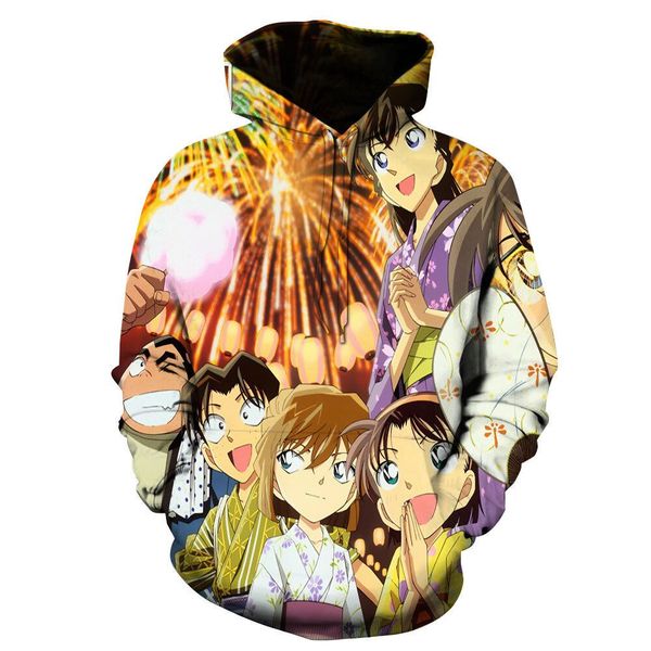 

new anime cartoon detective conan fashion harajuku hoodies women men 3d print pullovers outerwear hoodies casual a335, Black