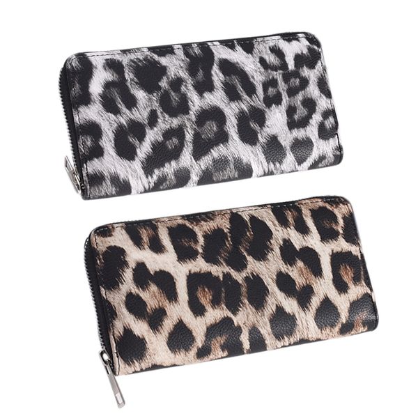 

asds-fashionable long zip leopard print wallet women's animal print clutch 2pcs