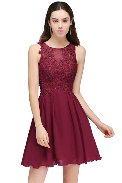 

burgundy lace бисером линия шифоновая короткие платья homecoming платья партии для молодых девушек jewel шеи выпускной мантий, Blue;pink