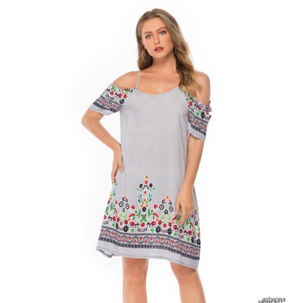 

womens designer floral print sling dressc2c9h, Black;gray