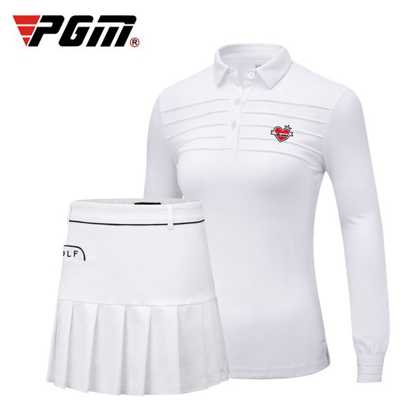 

2019 pgm autumn and winter golf apparel women's long sleeve t-shirt golf apparel breathable white short skirt for female, Black;blue