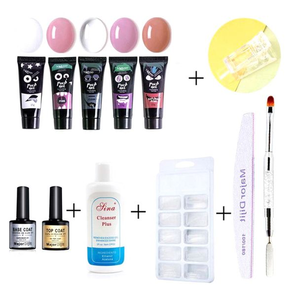 

12pcs nail art set base coat crystal acrylic gel for nail extention fake tips led uv gel art polish manicure