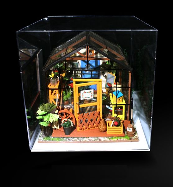 

robotime transparent dust cover display box for doll house 3mm thickness acrylic board for show room dust prevention proof dg01z