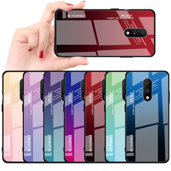 Custodia per telefono sfumata Cover in vetro temperato per OnePlus 7 7 Pro 6T 6 Xiaomi Redmi K20 Redmi7 5 Plus Mi9 Mi8 OPPO