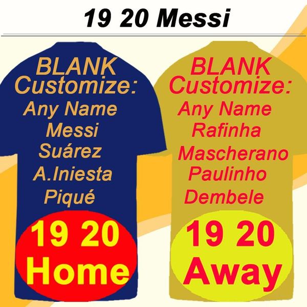 

19 20 MESSI SUAREZ Men Soccer Jerseys PIQUE COUTINHO DEMBELE Home Bule Red Away Yellow Football Shirts New RAKITIC MASCHERANO Short Sleeves