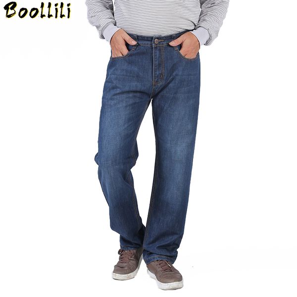 

men big size comfortable fashion jeans male classic stretch straight leisure pants homme breathable quality blue casual trousers