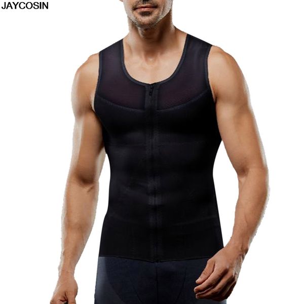 

jacosin black and white men' summer casual solid blouse bodybuilding zipper sport fitness vest shaperwear tank summer, White;black