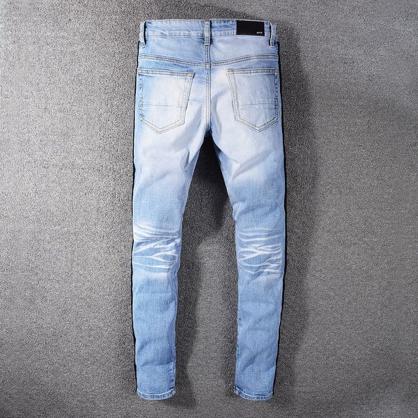 

2020ss solid classic style fashion wear black glitter biker blue jeans pants distressed water diamond zebra stripes jeans size 28-40