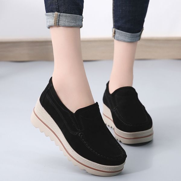 

genuine leather metal spike lady comfort casual dress shoe sport sneaker casual leather shoes personality womens hiking trail walking, Black