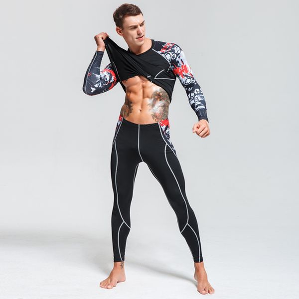 

2019 men's sports and leisure sportswear suit sportswear sweatshirt set 2pc + pants suit gym thermal underwear, Black;blue