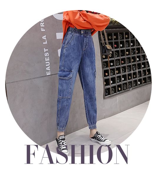 

dark blue high waist jeans female k new beam foot trousers