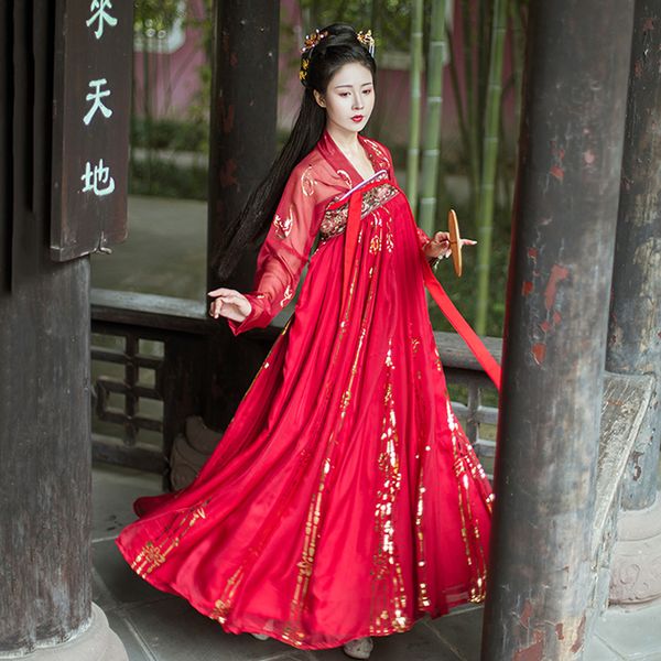 

traditional dance costumes red hanfu women fairy dress folk festival outfit singer stage wear rave performance clothing dc4077, Black;red